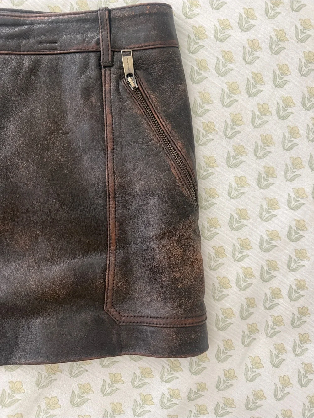 Michael Kors Brown Leather Mini Skirt